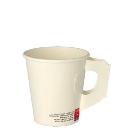 Product foto van Papieren drinkbekers met handgreep karton wit set van 25 180ml