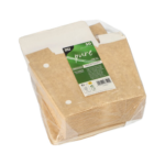 Product foto van Papieren friet scoops karton bruin met deksel set van 50