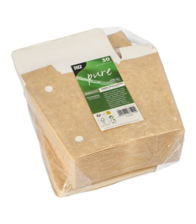 Product foto van Papieren friet scoops karton bruin met deksel set van 50