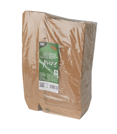 Product foto van Papieren frietbakjes karton bruin 2-vaks medium set van 80 100% Fair