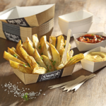 Product foto van Papieren frietbakjes karton medium Good Food set van 50