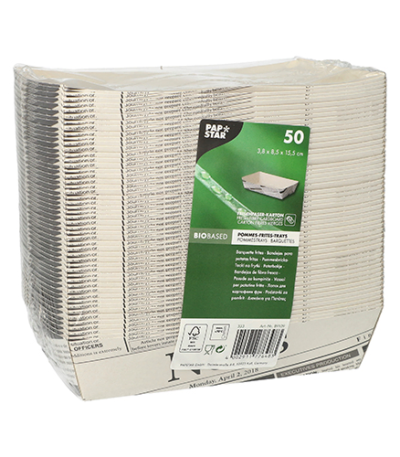 Product foto van Papieren frietbakjes karton wit set van 500 Newsprint