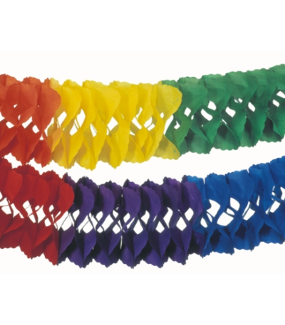 Product foto van Papieren guirlande Rainbow 10m brandvertragend