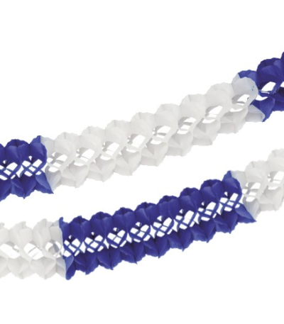 Product foto van Papieren guirlande blauw/wit extra groot 10m brandveilig