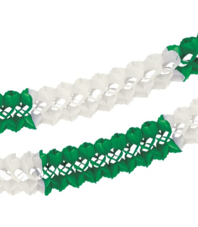 Product foto van Papieren guirlande groen/wit brandvertragend 10m