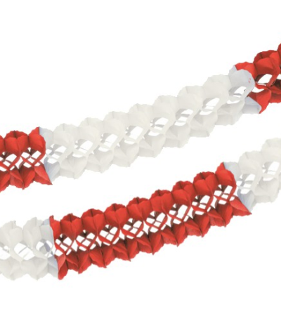 Product foto van Papieren guirlande rood/wit brandveilig 10m