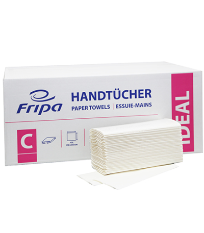 Product foto van Papieren handdoekjes C-vouw wit set van 120