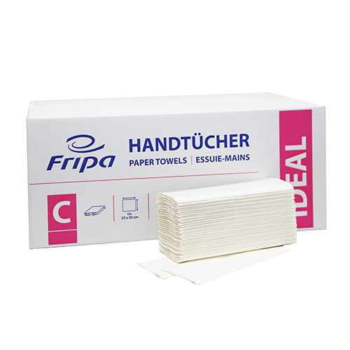 Product foto van Papieren handdoekjes C-vouw wit set van 120