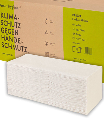 Product foto van Papieren handdoekjes Green Hygiene Frieda 2000 stuks