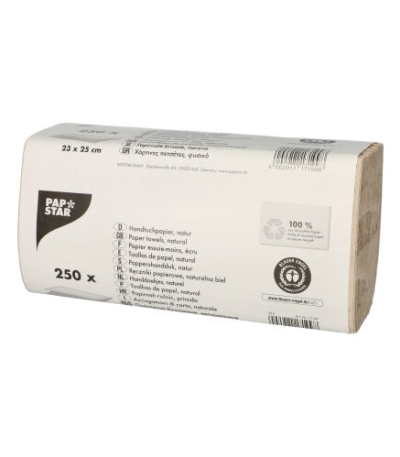 Product foto van Papieren handdoekjes Zigzag naturel set van 250