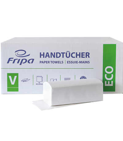 Product foto van Papieren handdoekjes wit Eco 2-laags set van 3200