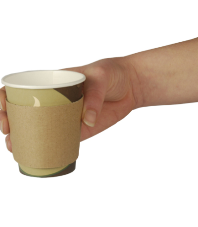 Product foto van Papieren koffiebeker mouwen bruin set van 100