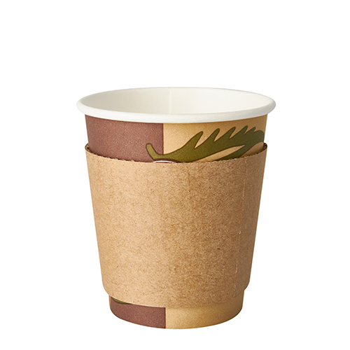 Product foto van Papieren koffiebeker mouwen bruin set van 100