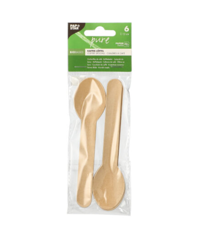 Product foto van Papieren koffielepels natuur set van 6