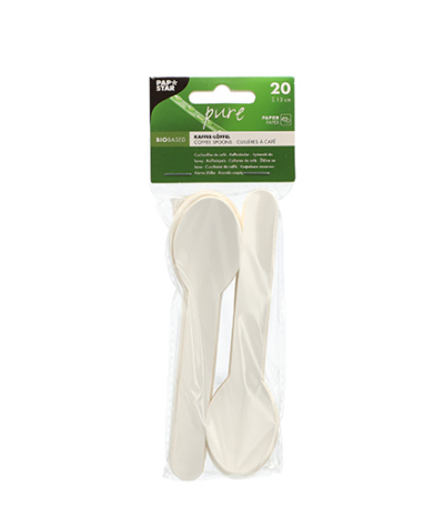 Product foto van Papieren koffielepels wit set van 20