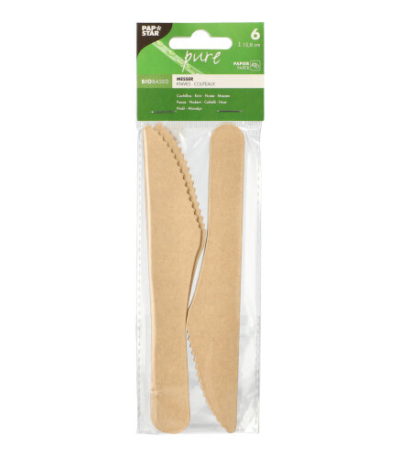 Product foto van Papieren messen natuur set van 6