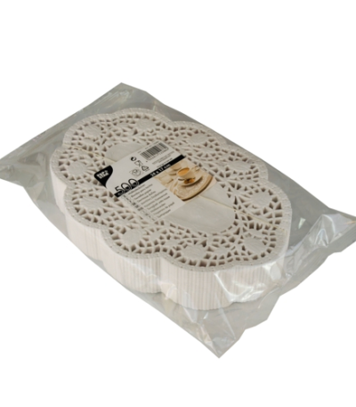 Product foto van Papieren mokranden ovaal wit set van 500