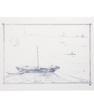 Product foto van Papieren placemats wit set van 100 Roeiboot