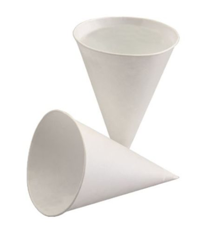 Product foto van Papieren puntbekers suikerriet wit 120ml Palmwas Coating