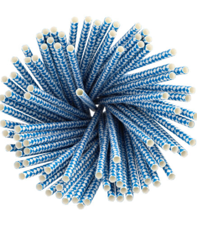 Product foto van Papieren rietjes Beiers blauw set van 100