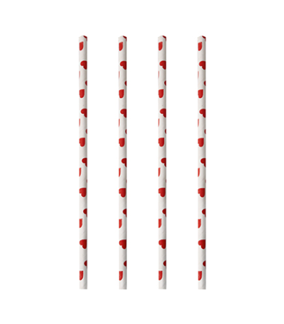 Product foto van Papieren rietjes Heart set van 100