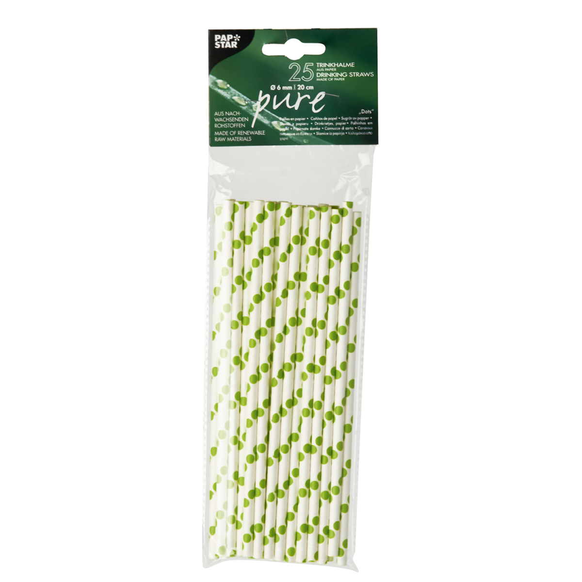 Product foto van Papieren rietjes assorti kleuren Dots set van 25