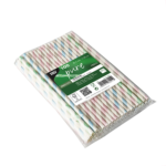 Product foto van Papieren rietjes assorti kleuren Stripes set van 100