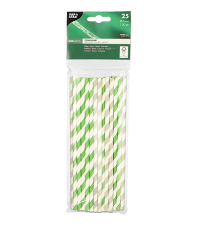 Product foto van Papieren rietjes assorti kleuren Stripes set van 25