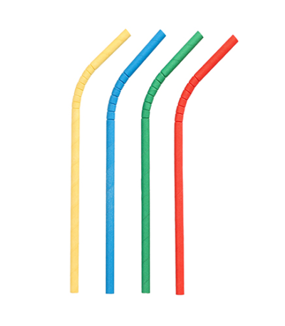 Product foto van Papieren rietjes assorti kleuren flexibel set van 100