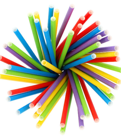 Product foto van Papieren rietjes assorti kleuren set van 100