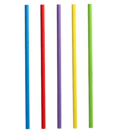 Product foto van Papieren rietjes assorti kleuren set van 100