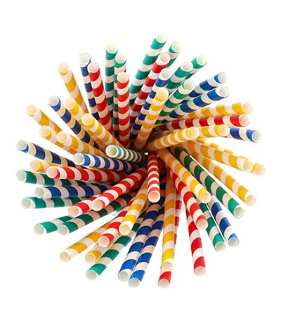 Product foto van Papieren rietjes assorti kleuren set van 100 Stripes