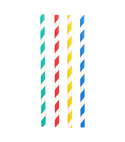 Product foto van Papieren rietjes assorti kleuren set van 100 Stripes