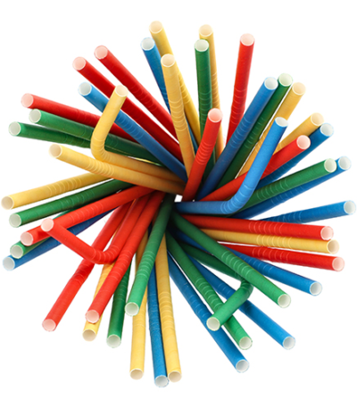 Product foto van Papieren rietjes assorti kleuren set van 100 flexibel