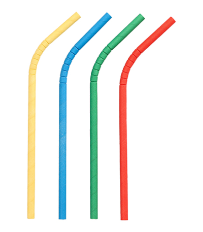 Product foto van Papieren rietjes assorti kleuren set van 100 flexibel