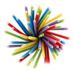 Product foto van Papieren rietjes assorti kleuren set van 135