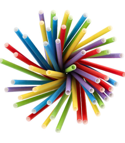 Product foto van Papieren rietjes assorti kleuren set van 135