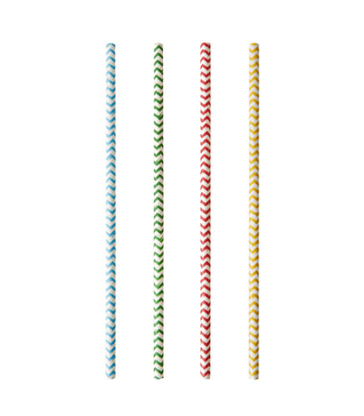 Product foto van Papieren rietjes assorti kleuren set van 25 Zig-Zag