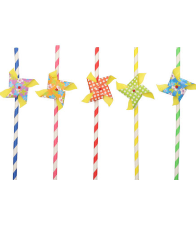 Product foto van Papieren rietjes assorti kleuren set van 50 Windmill