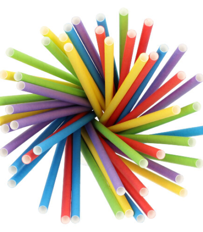 Product foto van Papieren rietjes assorti kleuren set van 500