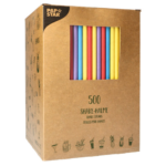 Product foto van Papieren rietjes assorti kleuren set van 500