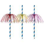 Product foto van Papieren rietjes blauw/wit set van 50 Fireworks