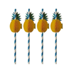 Product foto van Papieren rietjes blauw/wit set van 50 Pineapple