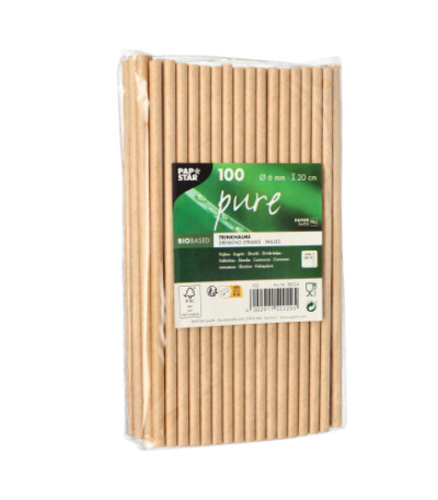 Product foto van Papieren rietjes bruin set van 100