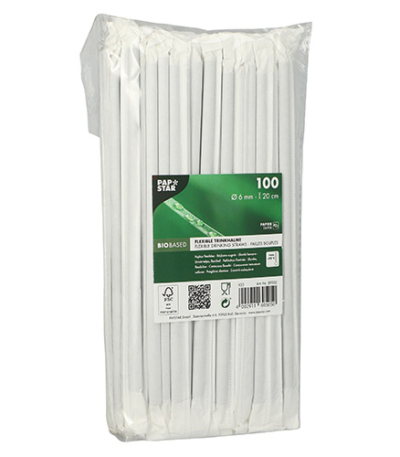 Product foto van Papieren rietjes flexibel zwart set van 100