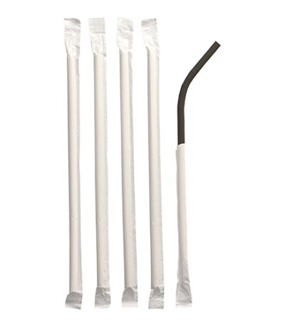 Product foto van Papieren rietjes flexibel zwart set van 100