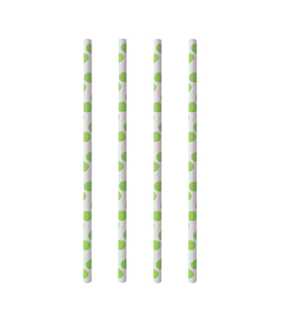 Product foto van Papieren rietjes groene stipjes set van 100