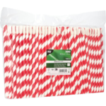 Product foto van Papieren rietjes met lepel rood/wit Stripes set van 200