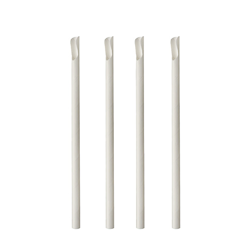 Product foto van Papieren rietjes met lepels wit set van 100