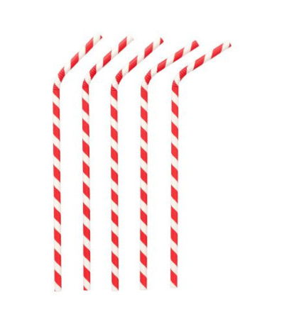 Product foto van Papieren rietjes rood/wit Stripes flexibel set van 200